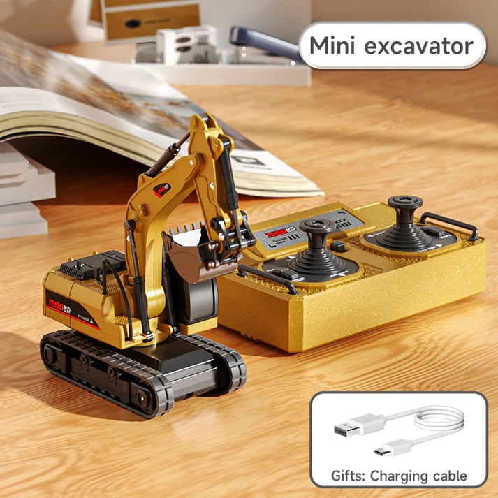 🚜 1:64 Prémium ötvözet Mini RC építőkészlet – Targonca, Kotrógép és Dömper