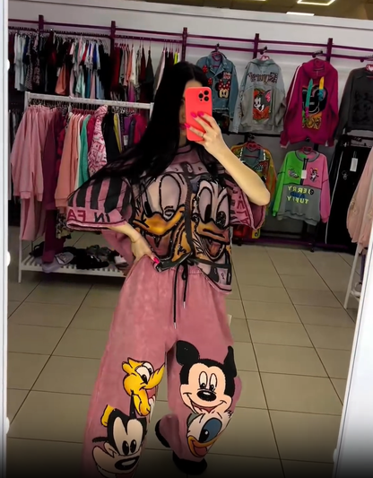 Donald kacsa és Mickey egér témájú felső és nadrág szett