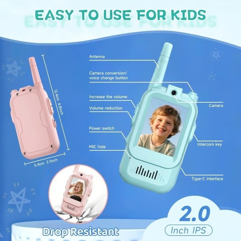 Újratölthető videós walkie-talkie-k gyerekeknek