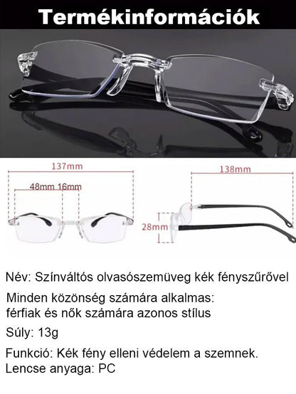 Színváltós, kékfény szűrős szemüveg öregszeműség ellen