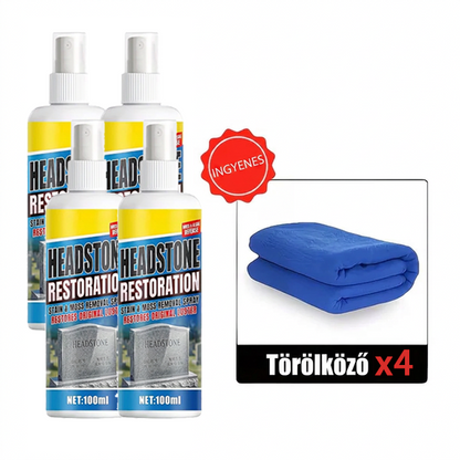 🔥🧼 Sírkő helyreállító és tisztító spray – 🌿 pH-semleges formula, eltávolítja az algákat és zuzmókat, biztonságos gránit, márvány és mészkő esetén 👼💕