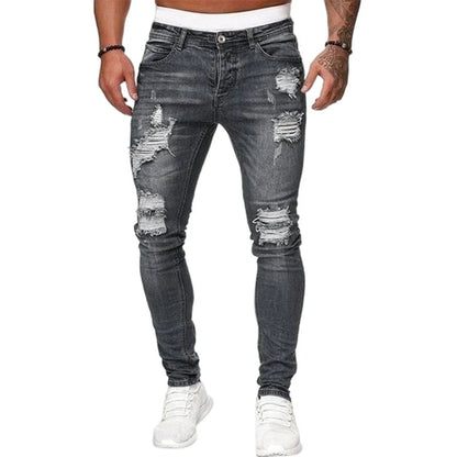 🔥🎁Új 50%-os KEDVEZMÉNY🔥Divatos férfi skinny farmer kopott hatással