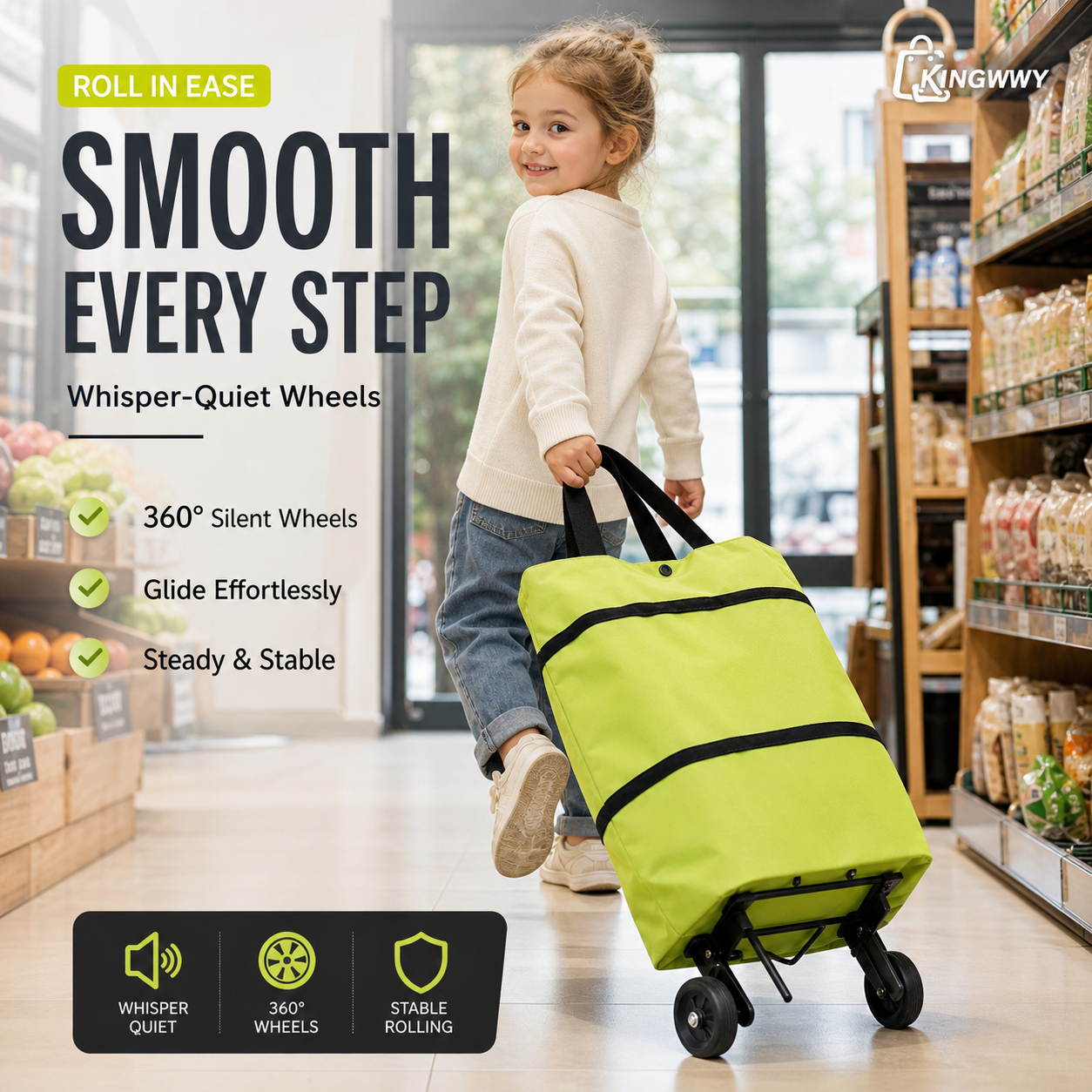 🛍️✨ Átalakítható bevásárlótáska – elrejti a kerekeket, 20 kg-ot bír, cipzárral bővíthető!
