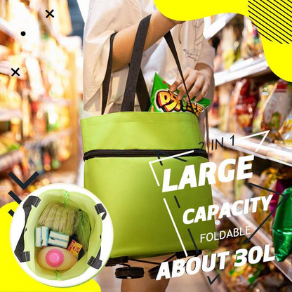 🛍️✨ Átalakítható bevásárlótáska – elrejti a kerekeket, 20 kg-ot bír, cipzárral bővíthető!