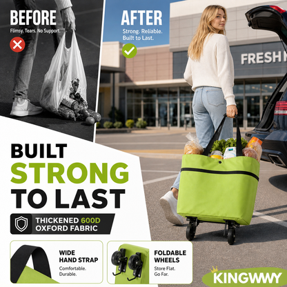 🛍️✨ Átalakítható bevásárlótáska – elrejti a kerekeket, 20 kg-ot bír, cipzárral bővíthető!