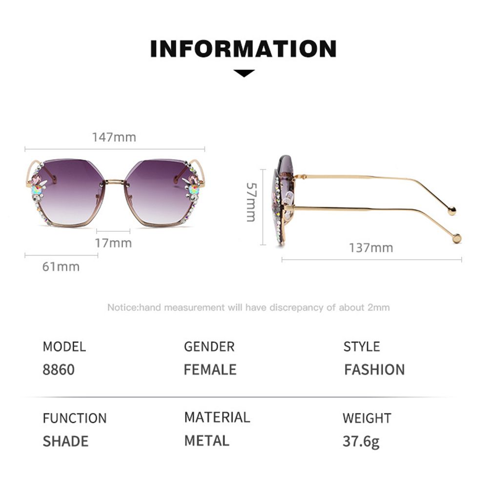 😎Vintage Rimless Rhinestone napszemüveg 🎉divat márka tervező napszemüveg 🥳divat retro vágó lencse gradiens napszemüvegek