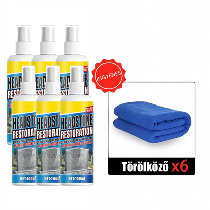 🔥🧼 Sírkő helyreállító és tisztító spray – 🌿 pH-semleges formula, eltávolítja az algákat és zuzmókat, biztonságos gránit, márvány és mészkő esetén 👼💕