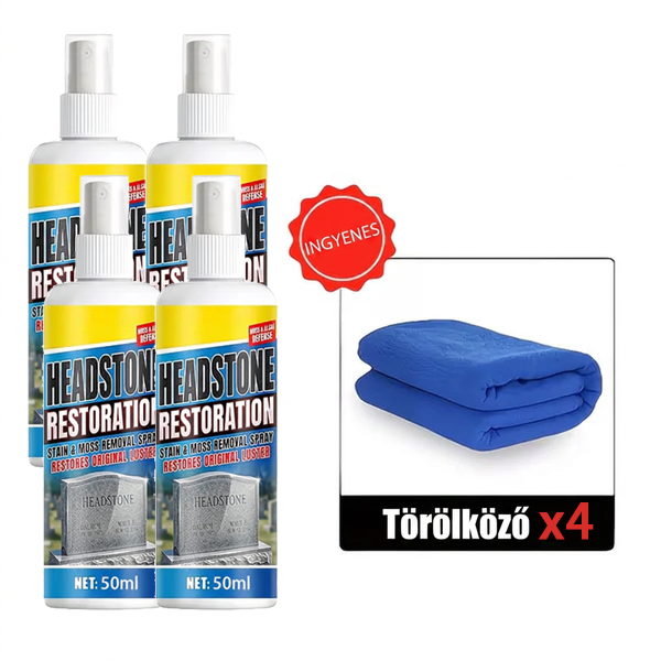 🔥🧼 Sírkő helyreállító és tisztító spray – 🌿 pH-semleges formula, eltávolítja az algákat és zuzmókat, biztonságos gránit, márvány és mészkő esetén 👼💕